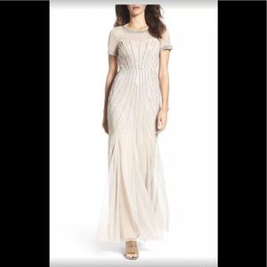 Adrianna Papell Cream Beaded Gown